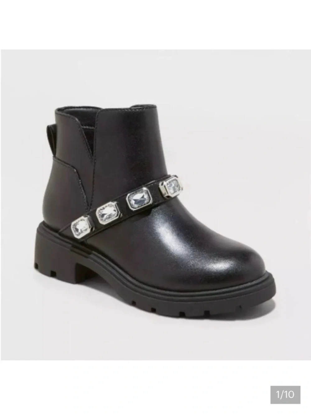 Girls Catalina Chelsea Black Boots with Jewel Accents